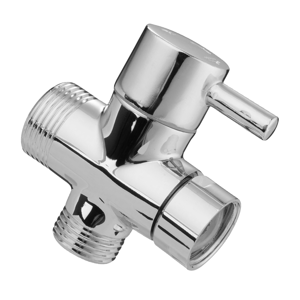 T-adapter 3-Ways Shower Head Shut-Off Valve G3/4inch G1/2inch Solid Brass Bath Toilet Bidet Sprayer Switch Diverter Chrome