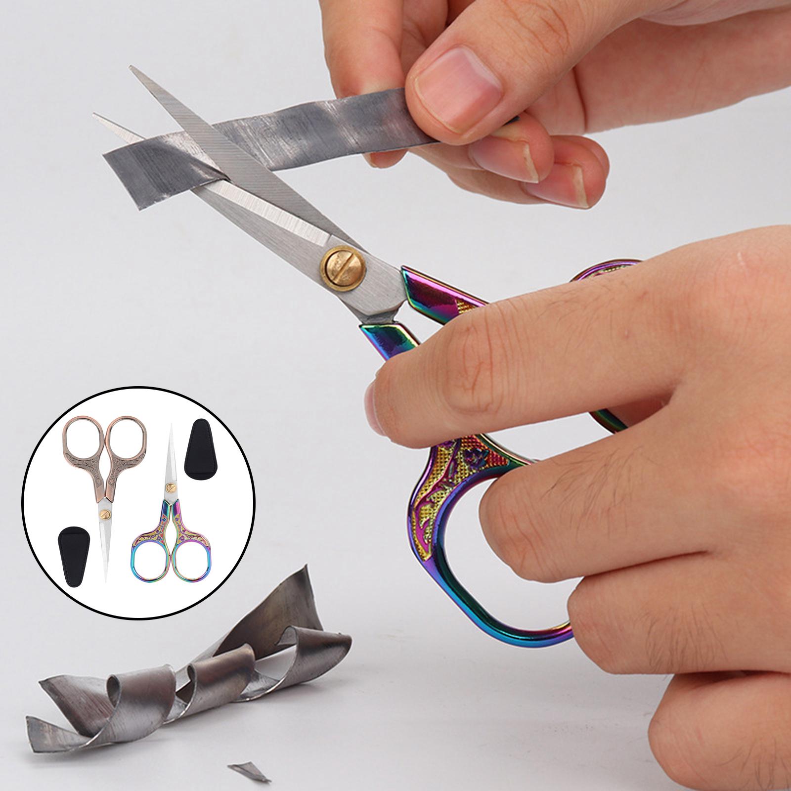 2PC Precision Scissors Vintage Style Sharp and Smooth Cutting Multi Purpose Handcraft DIY Tailor Scissor for Eyebrow Beard