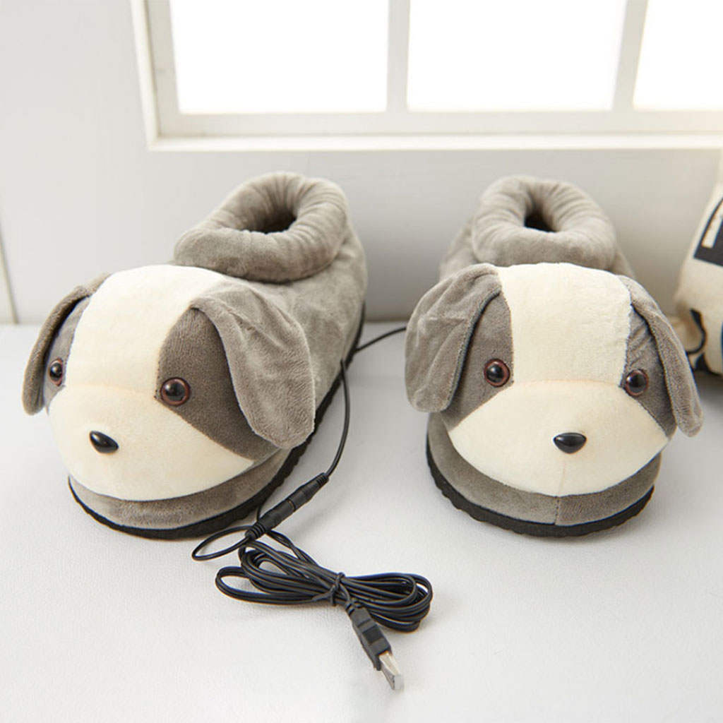 Winter Warm Home Slippers Washable Comfortable Plush Electric Heated Shoes Foot Warmer Gift for Woman Man USB