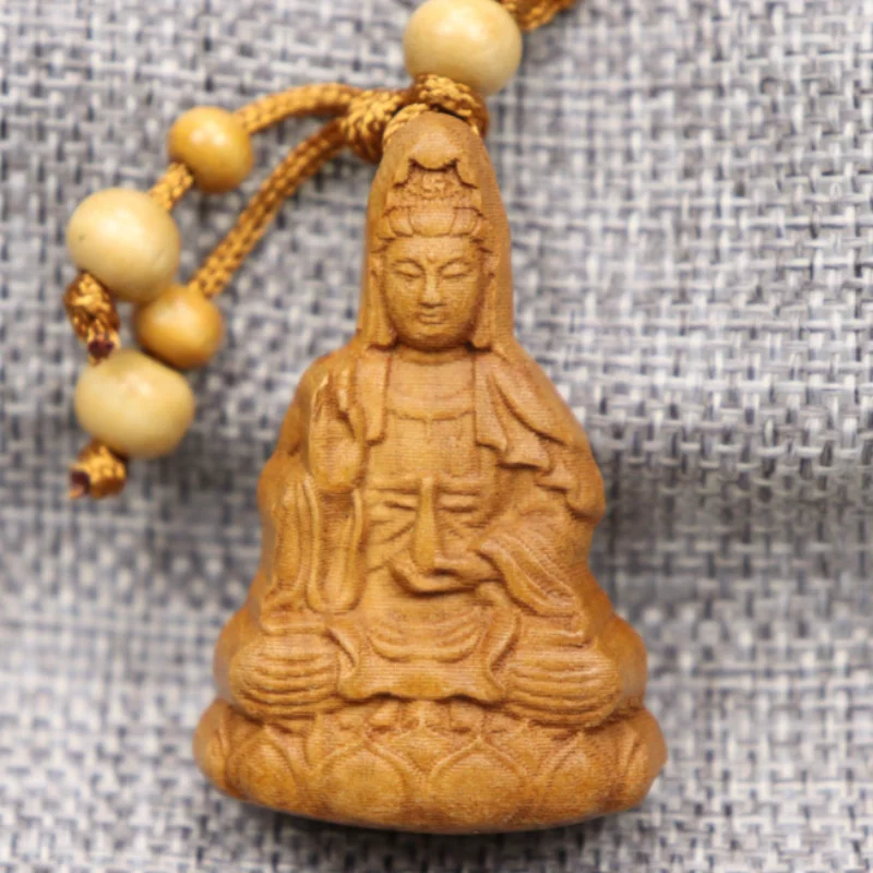FENG SHUI LUCKY Collection Carving China Wood BUDDHA Statue KeyChains Art 