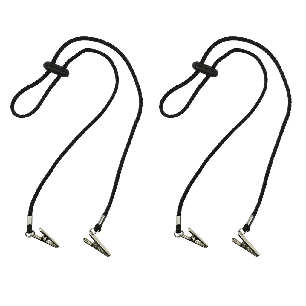 2 pcs Napkin Clips Holder Cord Flexible Metal Ball Stainless Neck Strap Chains Clamps for Meal