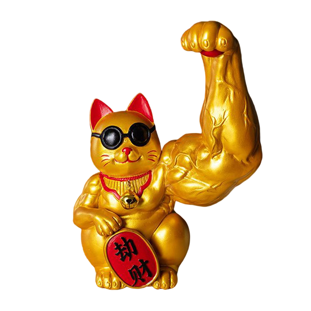 Resin Big Arm Lucky Cat Animal Figurine Market Shop Welcome Cat Money Lucky Fortune Tabletop
