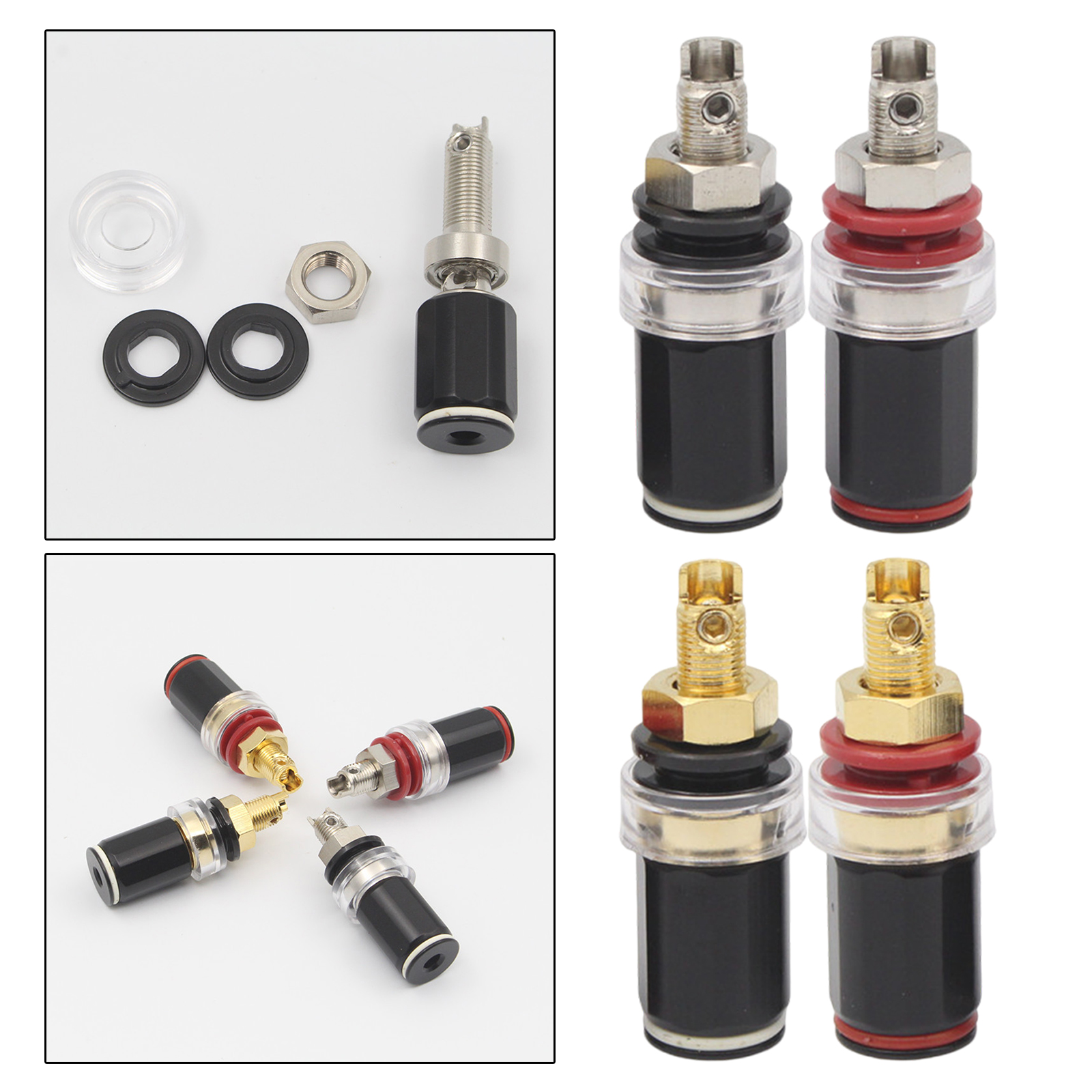 4 pcs HIFI Speaker Terminal 50mm Pure Copper Gold-plated Terminal Block Amplifier Audio Banana  Socket Connector