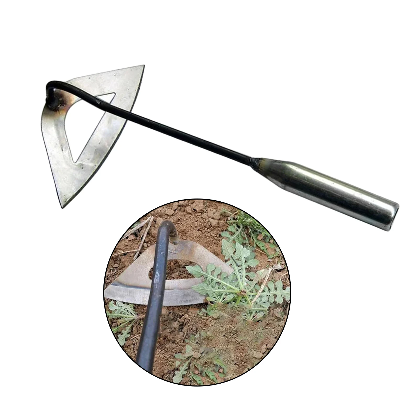 Carbon Steel Hardened Hollow Hoe Handheld Weeding Rake Planting Vegetable Farm Garden Tools Agriculture Weeding Accessories