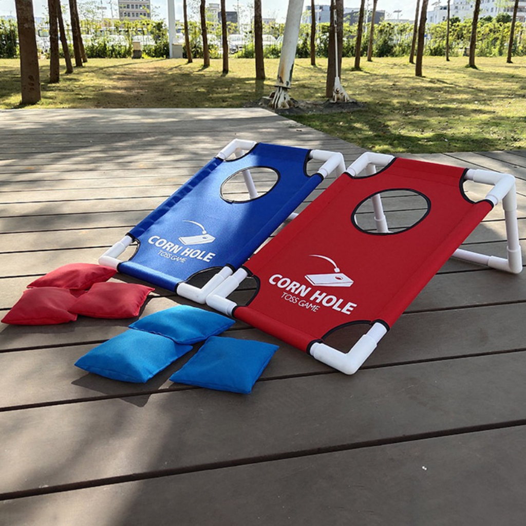 Bolsa de Feijão Acampamento ao ar Crianças Jogo Toss Buraco Milho Livre Carnaval Cornhole Jogos Brinquedo Conjunto 3 Ferram. atividade ar livre