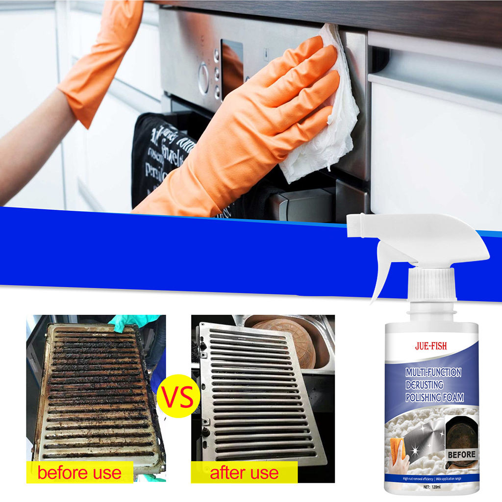 120ML All-Purpose Foam Cleaner Rust Remover Polishing for Grease Rust on Car Interior Appliances Kitchen Auto Accessories
