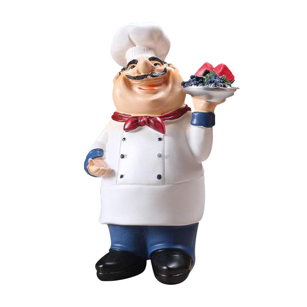 Cute Chef Restaurant Figurines Mini Statue Ornaments Welcome Board Table Decoration Kitchen Cook Café Bar Ornament