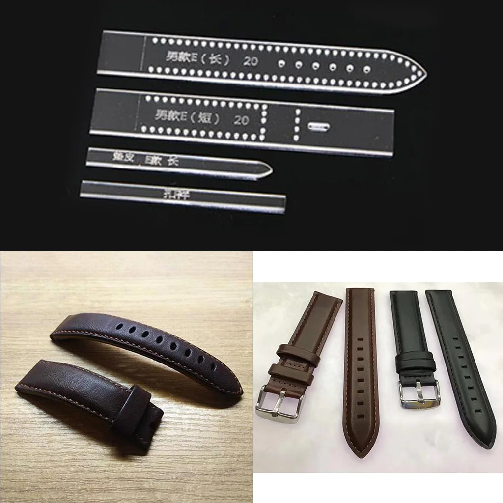 4pcs/Set 18mm/20mm DIY Leather Craft Acrylic Watch Strap Band Stencils Templates