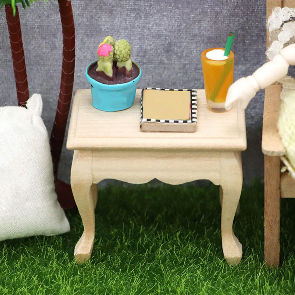1/12 Mini Wooden Table Furniture Toys Decor Model for Dollhouse