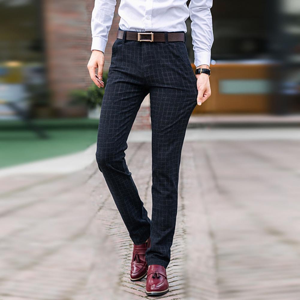 navy blue slim trousers