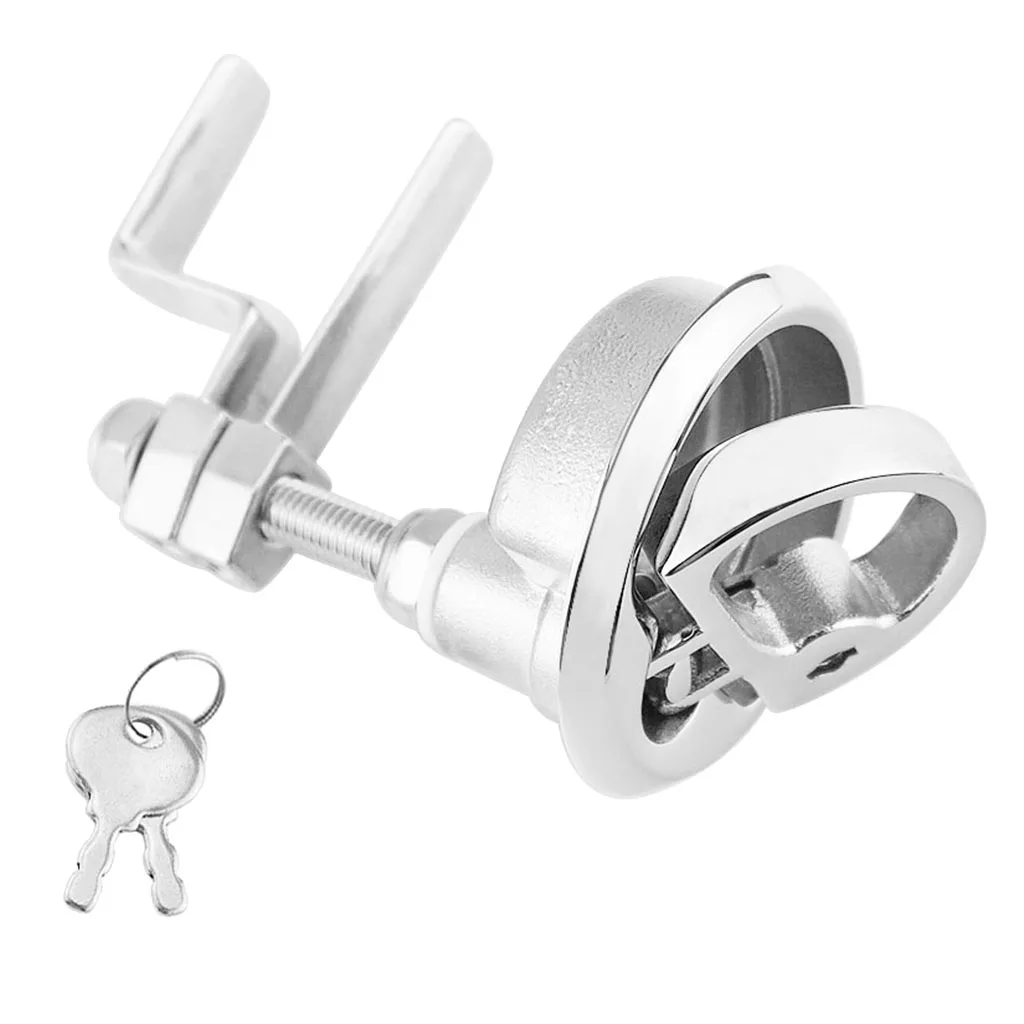 2 inch Slam Latch Flush Pull Turning Lock Lift Handle for Boat Deck Hatch Doors with 2 Keys Locking Style - 316 Stainless Steel