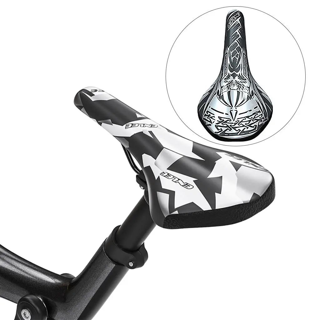 Shockproof Bike Saddle Bicycle Seat PU Leather Seat-Padded for Road Bike Men