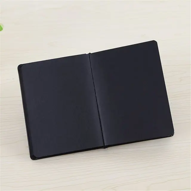 All Black Paper Blank Inner Page Portable Small Pocket Notebook Sketchbook  Stationery Gift Hardcover Notepad A5 A6 SIZE 