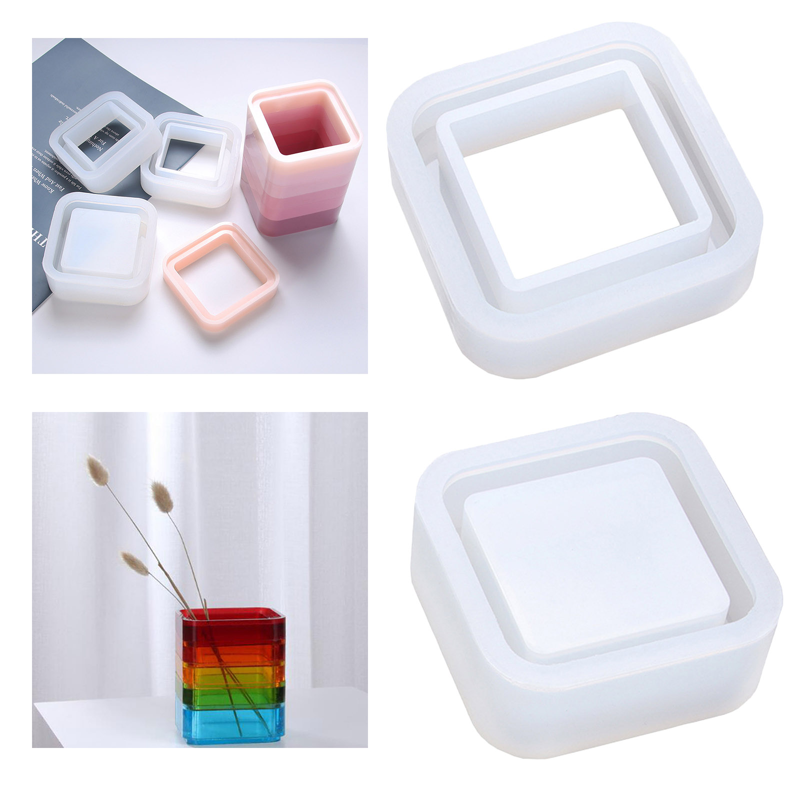 Resin Silicone Mould Jewelry Storage Casting Box DIY Making Mold Square Cylinder Pens Holder Craft Epoxy Resin Crafting Mould