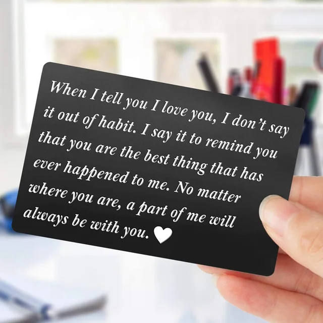 Engraved Aluminum Wallet Card - Mens Anniversary Gifts from Wife - Gifts for Husband - Anniversary Gifts for Men - Sentimental Gifts for Boyfriend 