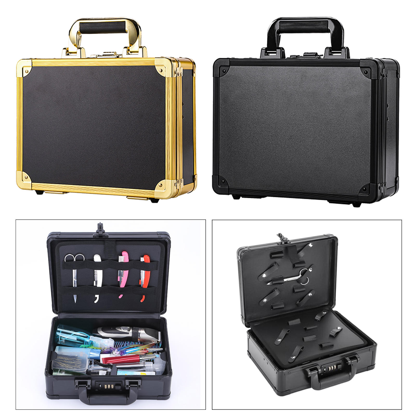 Portable Barber Stylist Travel Metal Case Hair Styling Scissors Combs Tool Box Storage/ Display