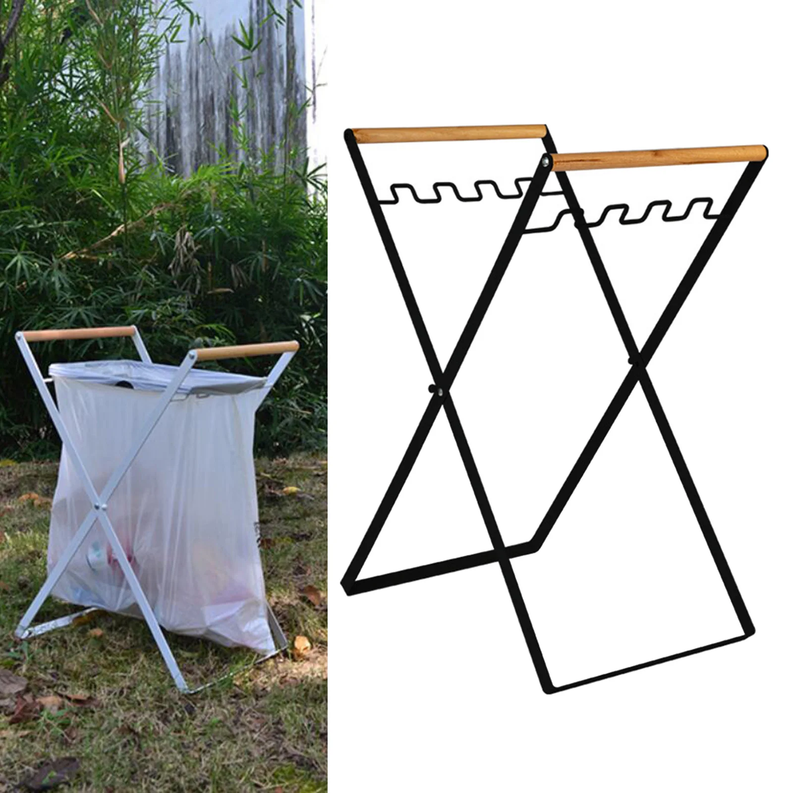 Foldable Trash Bag Holder Stand Outdoor Countertop for Camping Recycling 