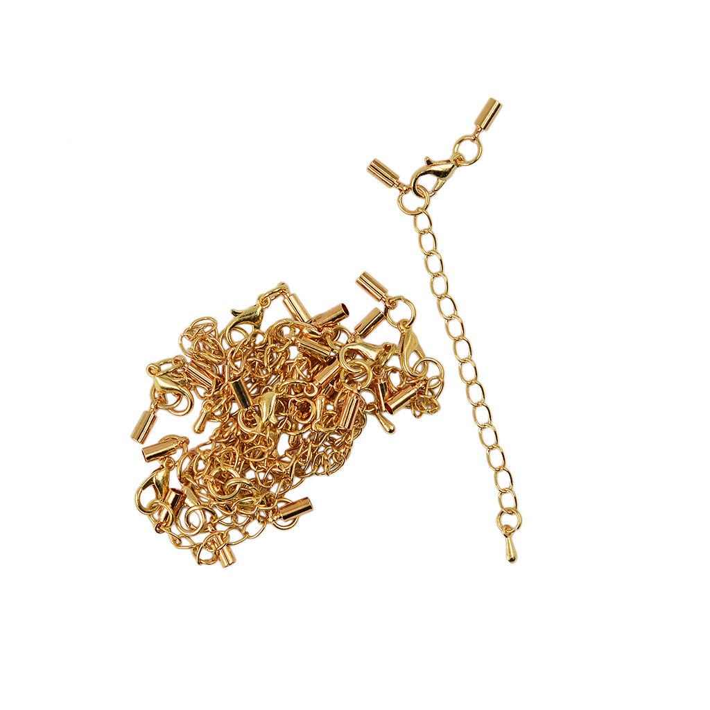 12-pack Lobster Clasp with 3mm Crimp Tube Ends And Extension Chain
