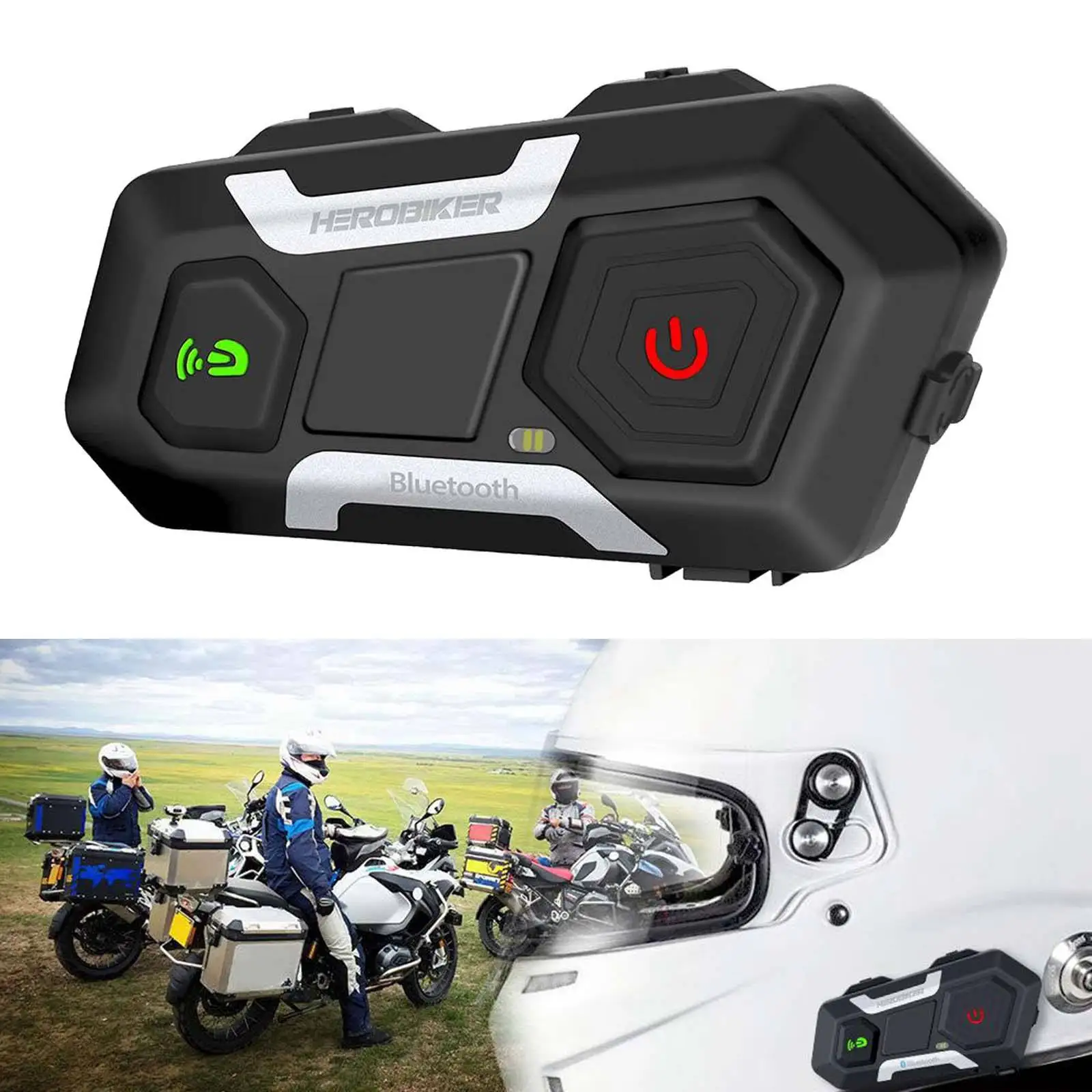 Wireless Motorcycle Intercom 1200M Bluetooth Headset for Helmet Soft Mic