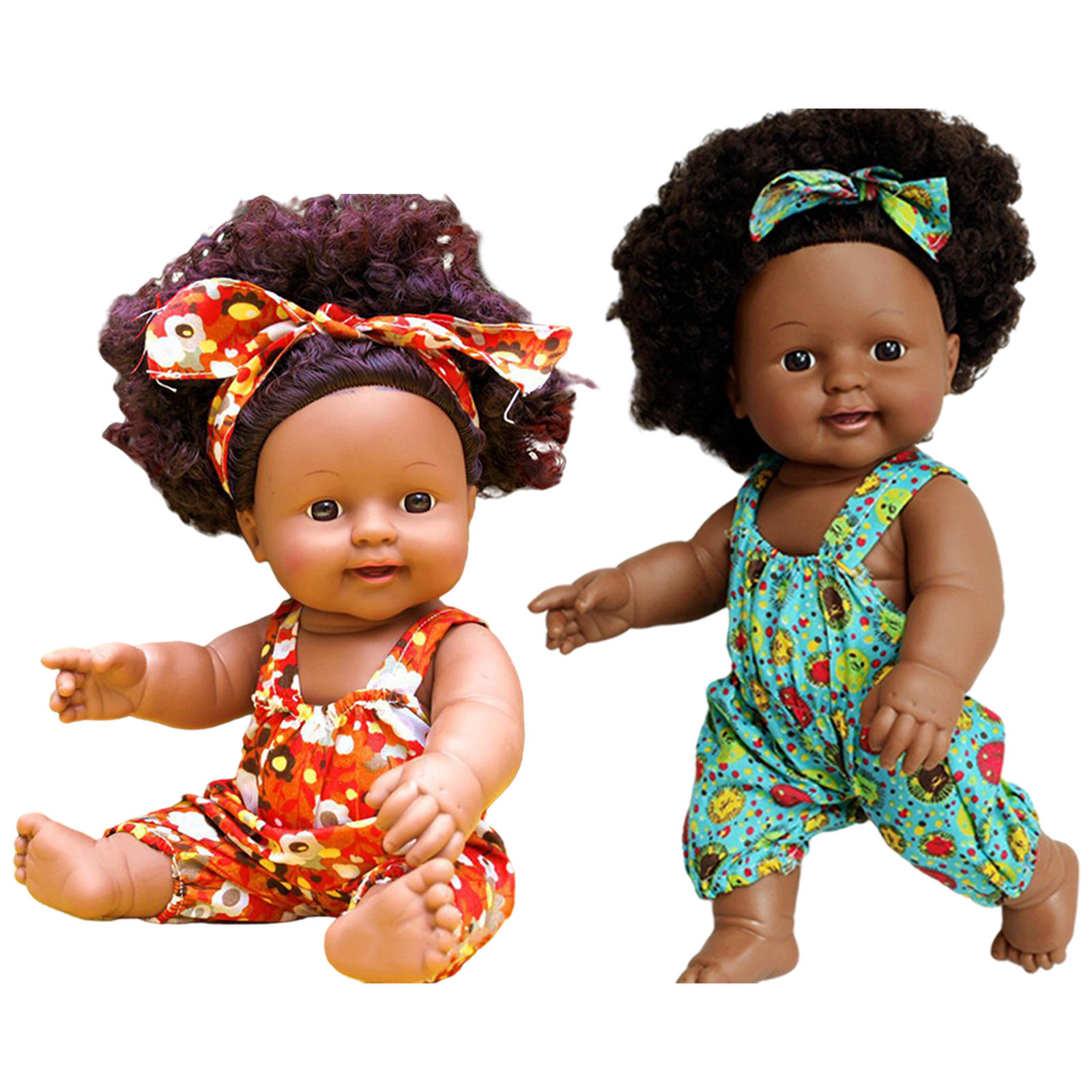 30cm Baby Doll with Speak Function Curly African DIY with Outfits Dolls Toys Play Washable Black Girl Doll for Children Kids