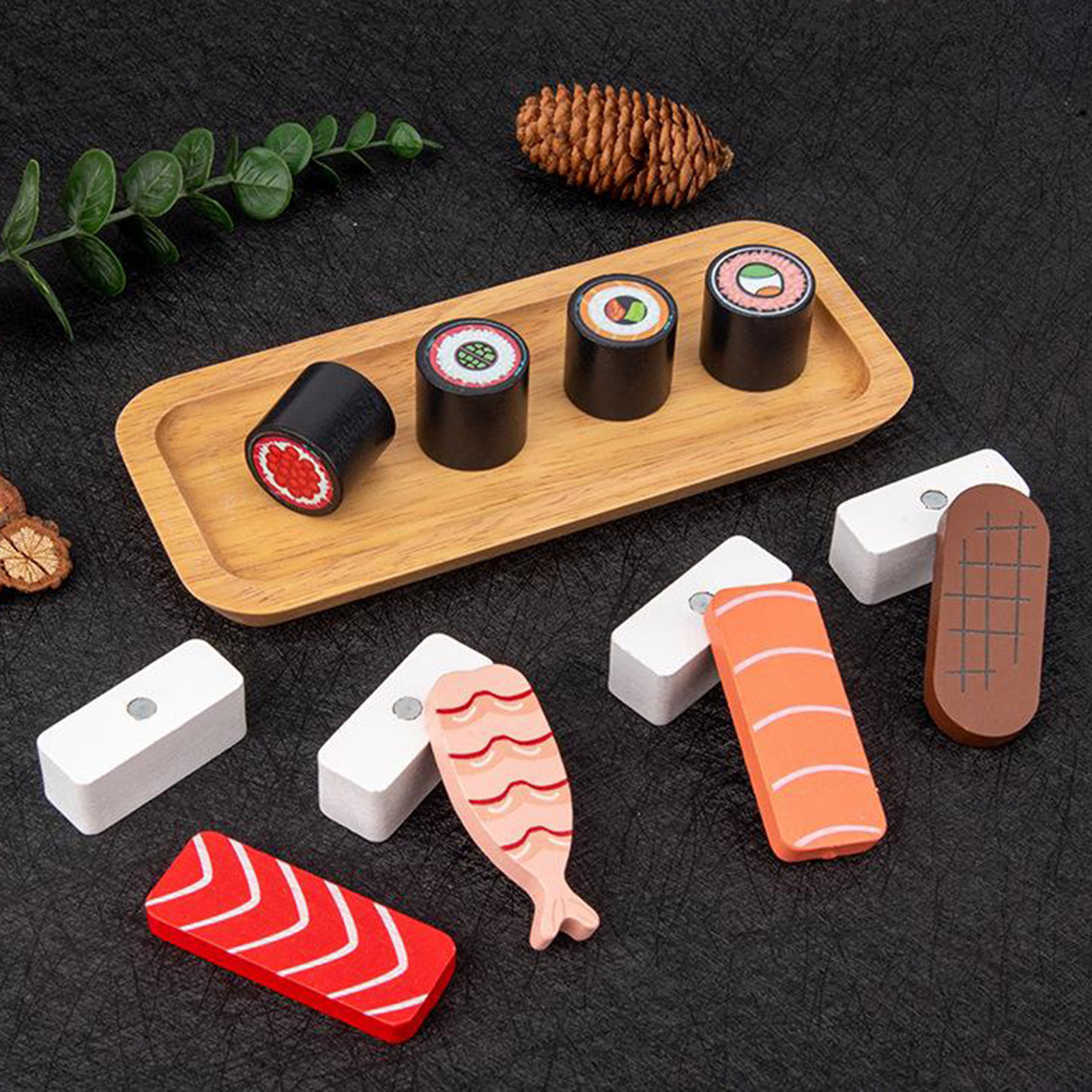 Wooden Sushi Set Food Toys Play Sets Enjoy Role Play Chef for Kids Children