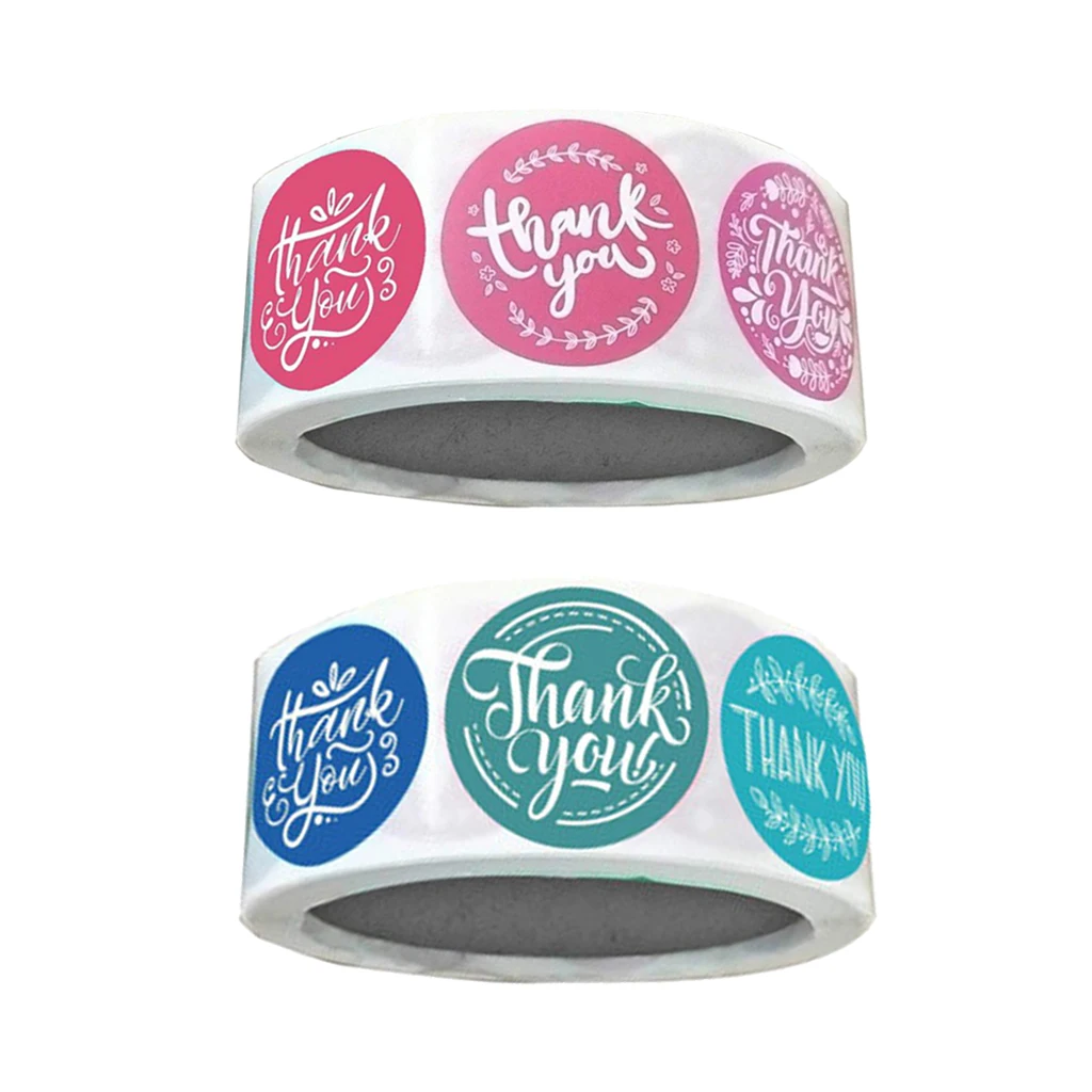 500 Pieces Roll Thank You Packaging Sealing Stickers Round Paper Labels