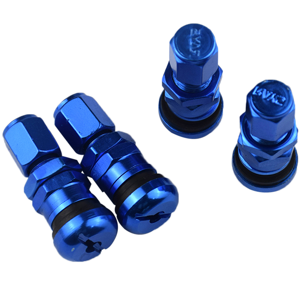 Blue Tubeless Adapter In Wheel Rim Tire Valve Stem  Cover 4 Pcs for Car