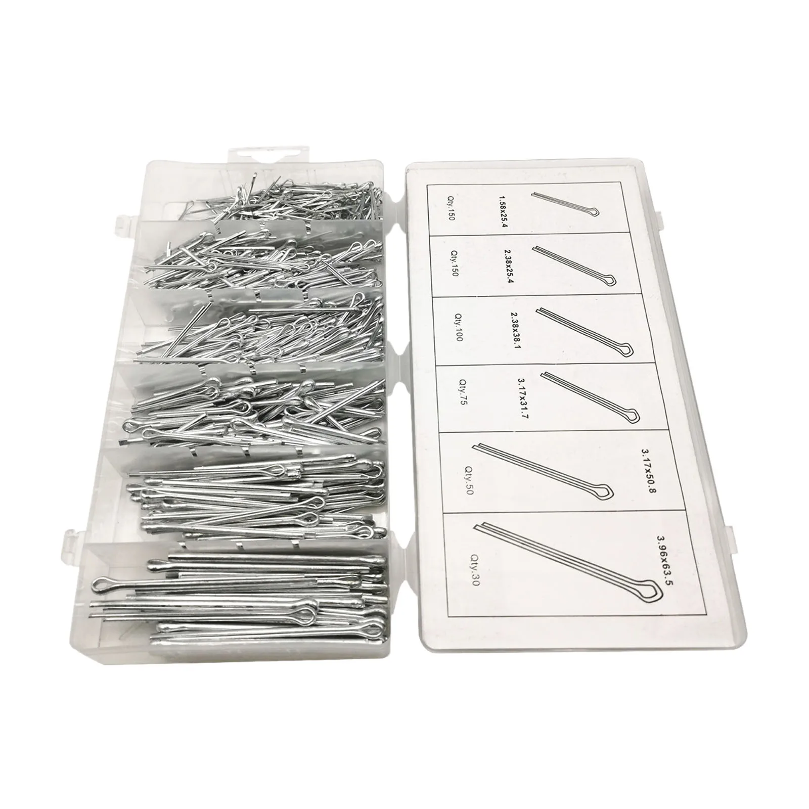 Set of 555 6 Sizes Cotter Pin Assortment Kit with Plastic Box, Premium Spare Parts
