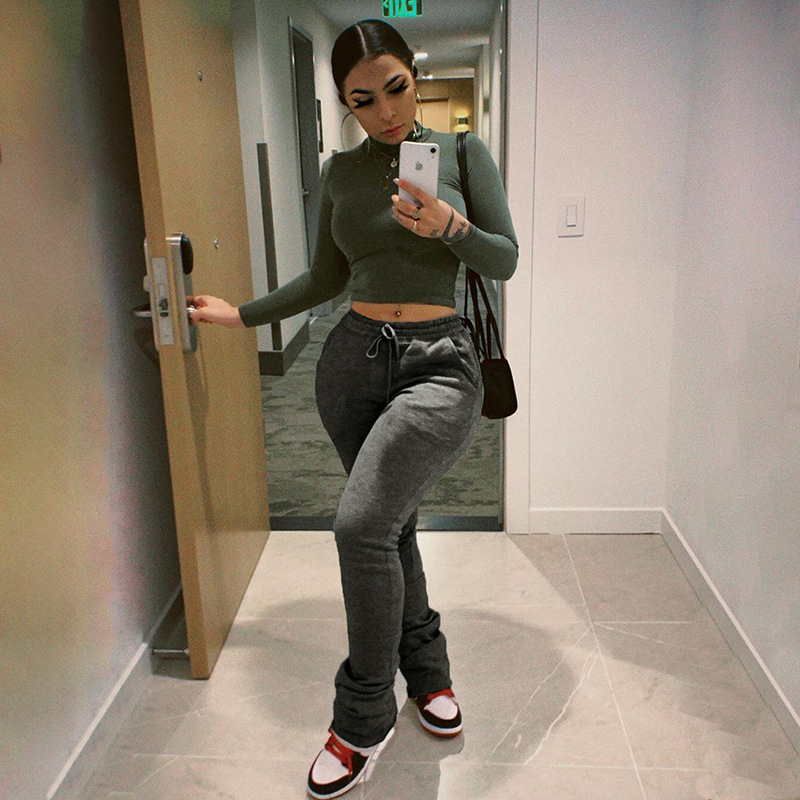 Wool Thermal Thick Stacked Sweatpants 