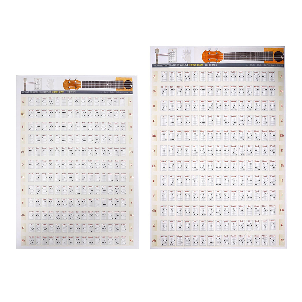 Ukulele Chord Sticker Diagram Poster Paper Diagram with All The