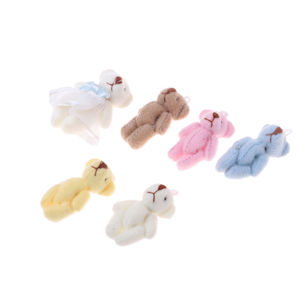 7pcs 1/12 Plush Toy Little Teddy Bear DIY Accessories Dollhouse 18 Inch Doll