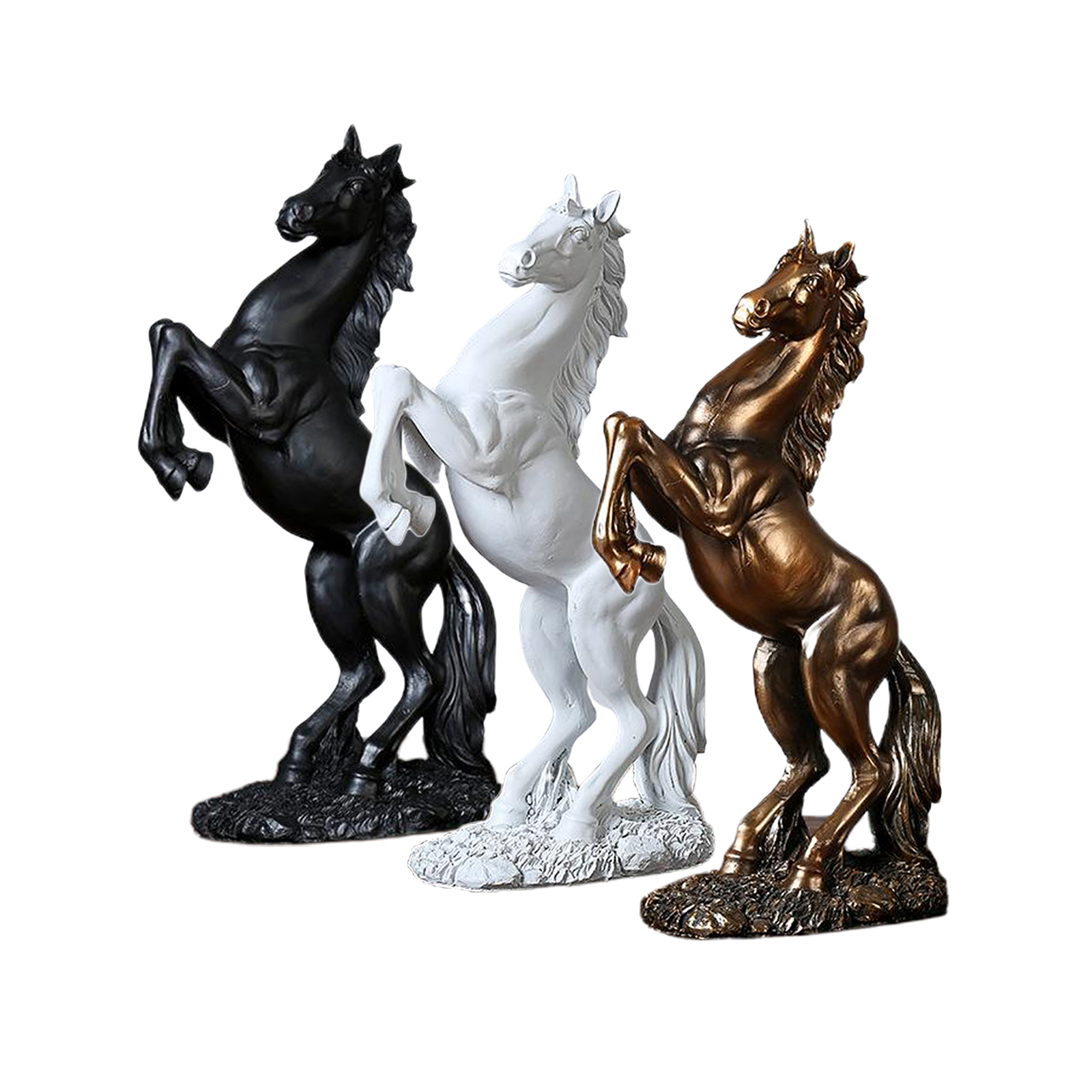 Horse Statue Figurines - Resin Standing Fighting Horse Sculpture Home Office Decoration Tabletop Decor Ornaments