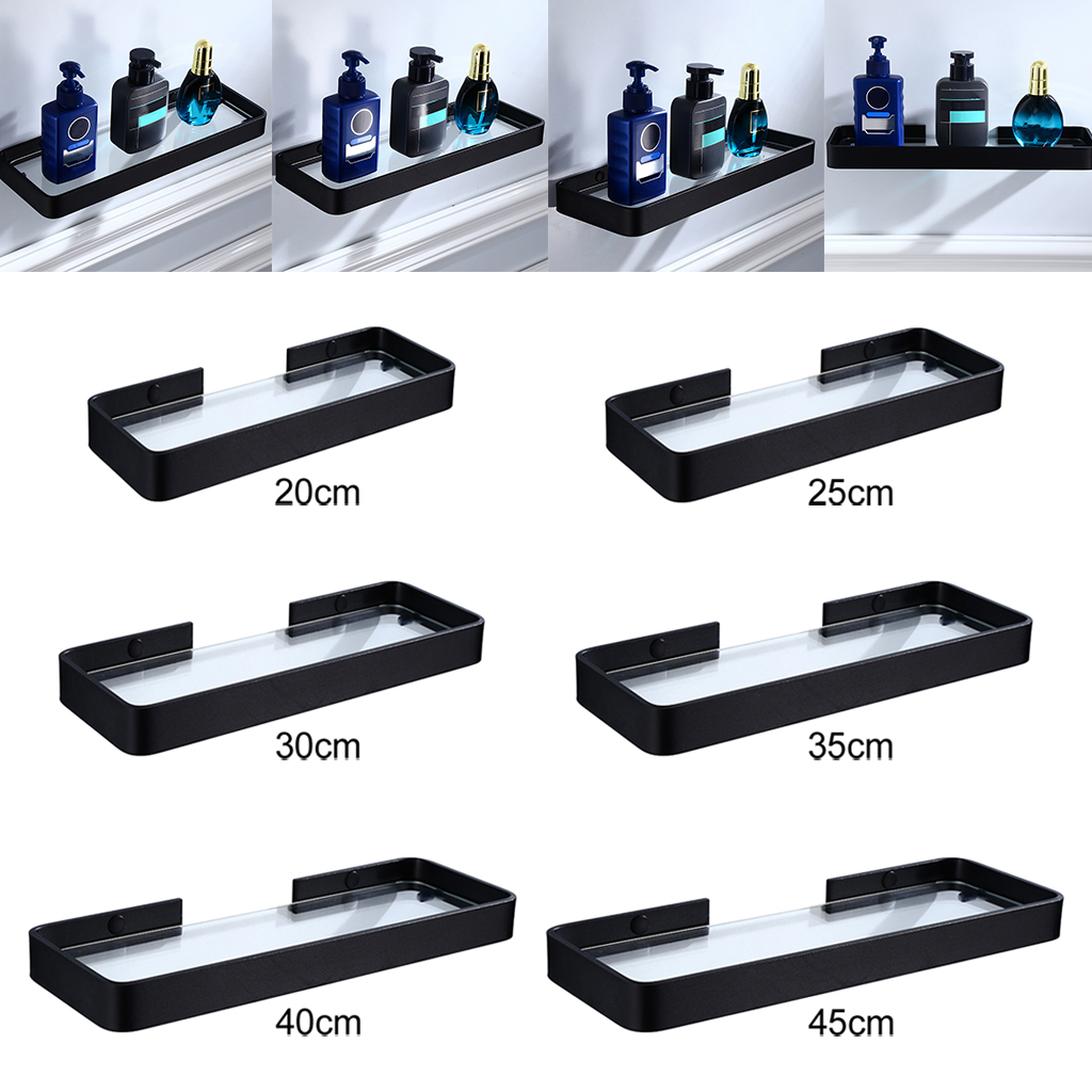 Tempered Glass Bathroom Shelves Wall Mount Storage Rack Space Aluminum New