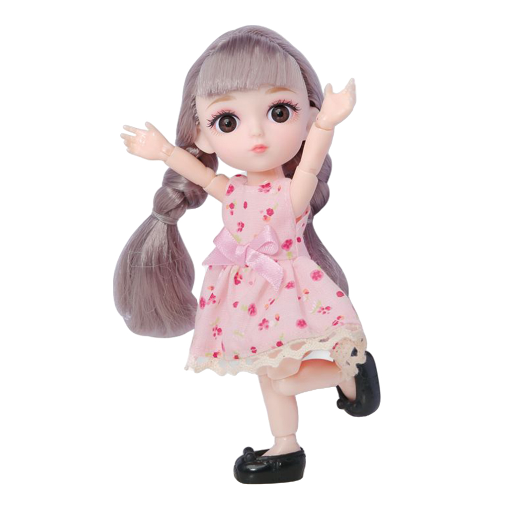 12 Joints 16cm Baby Doll Long Hair Dress Up for BJD Dolls Toy DIY Accessory