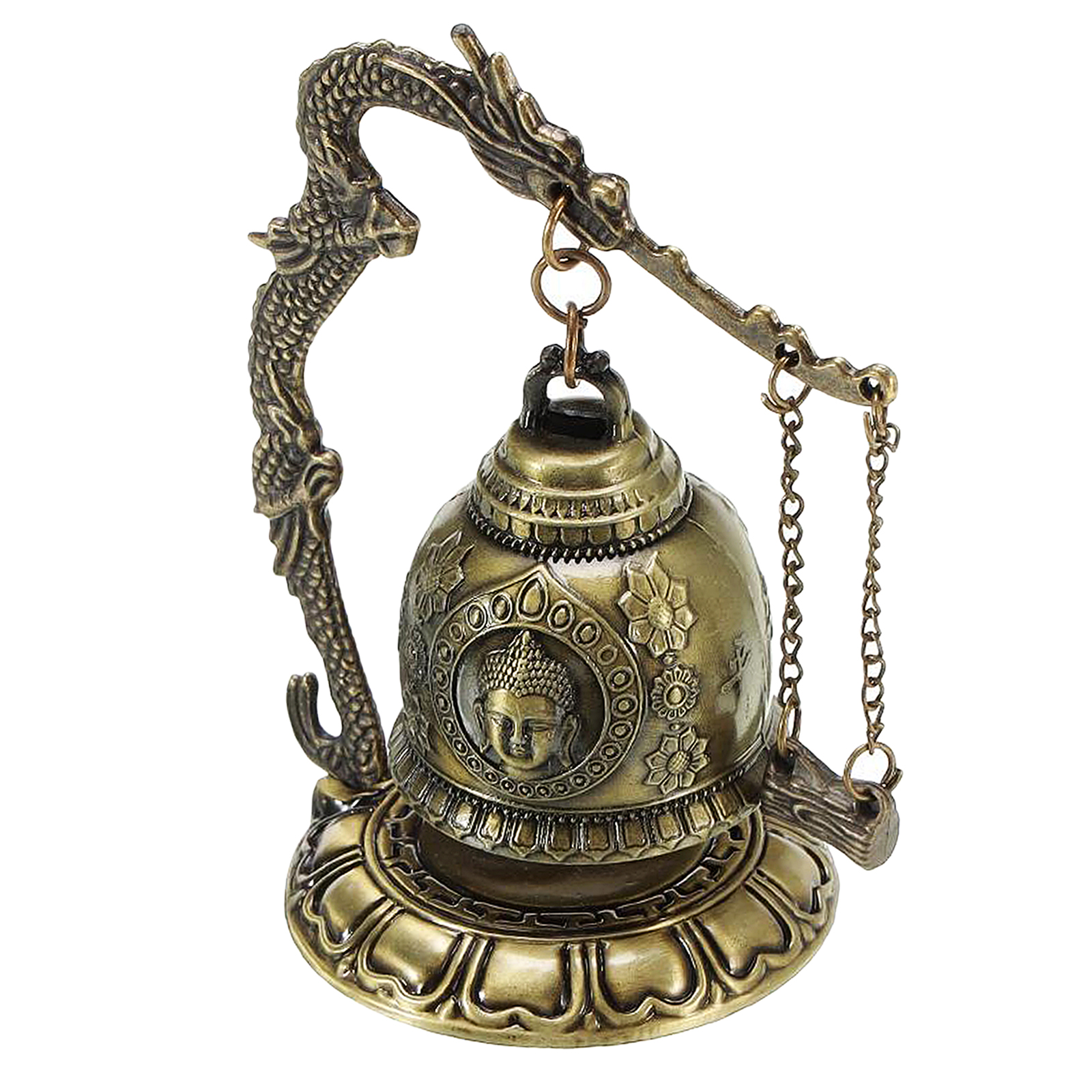 Desktop Chinese Buddhist Vintage Dragon Fengshui Bell Toy Tibetan for Ornaments Desk Decor Blessing Decoration Gift