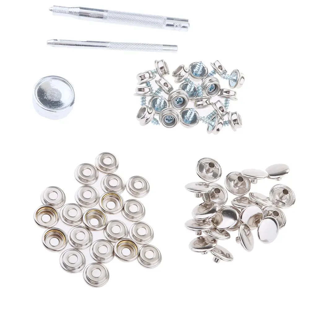 153 Pieces Stainless Steel Boat Marine 12mm Fastener Snap Cover Button Socket Press Stud Screw Kit