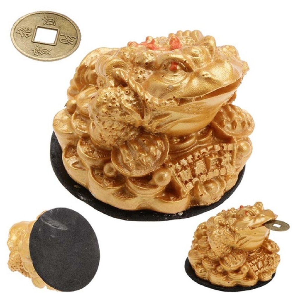 MagiDeal Chinese Traditional Money Lucky Fortune Three Legged Frog Toad Coin Presents Home Decor Tabletop- Good Luck
