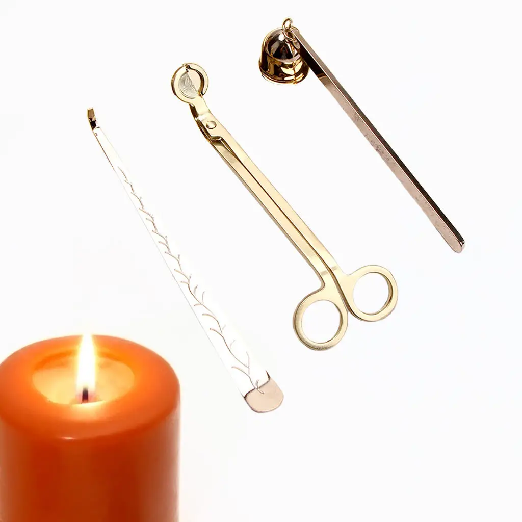 3Pcs/3Set Candle Trimmer Dipper Snuffer Extinguish Tools Kit 3 in 1 Cutter Stainless Steel for Wedding Candle Lovers Gift