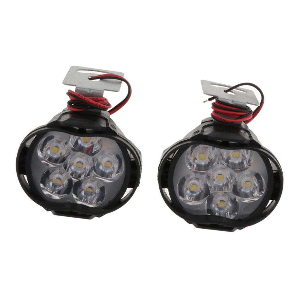 2 Packs 6000K 1000LM 6 LED Motorcycle Headlight 10W DRL Lamp for Motorbike