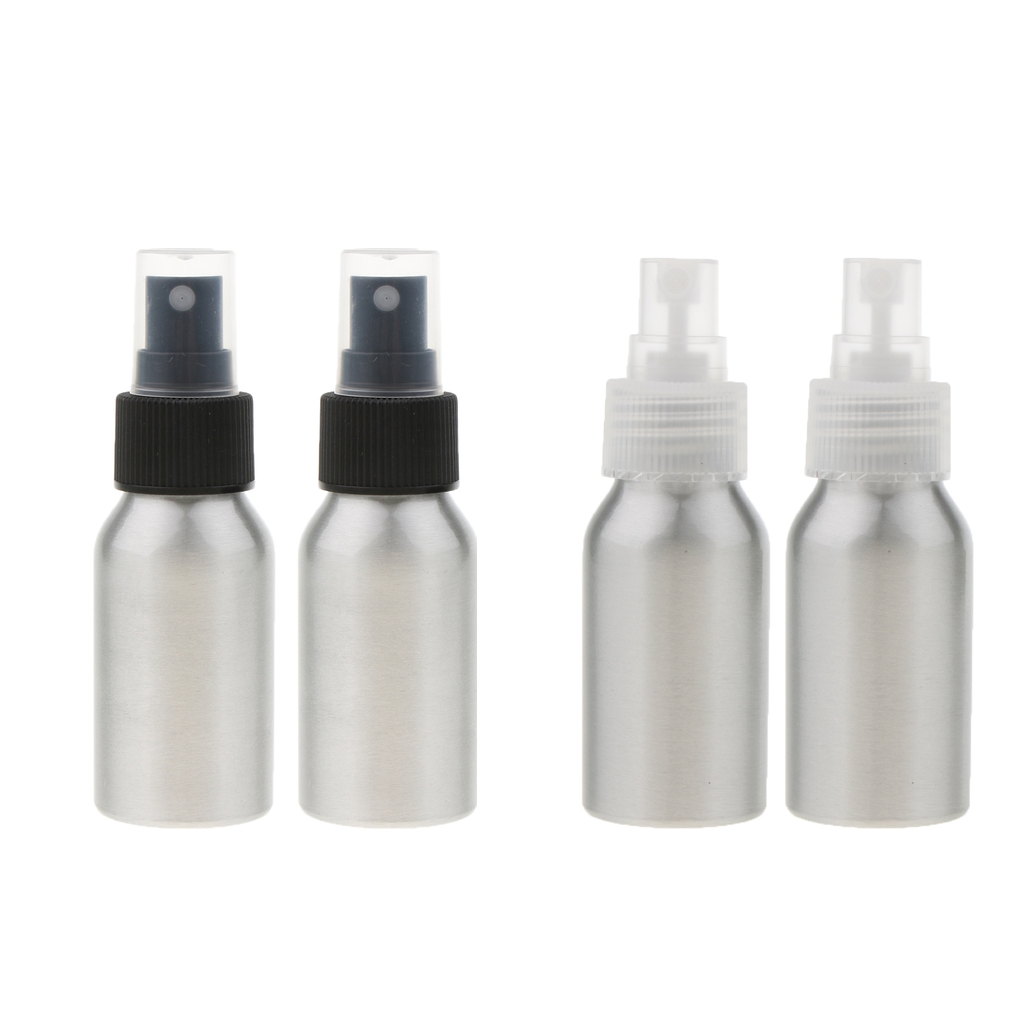 40ml Mini Aluminum Spray Bottles; Water Fine Mist Atomizer Bottles (2-pack Bundle), Silver, Travel