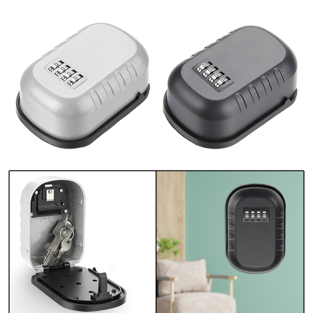 Key Lock Box Wall Mounted Aluminum Alloy Key Safe Box 4 Digit Combination Key Storage Lock Box for Outdoor Spare House Keys