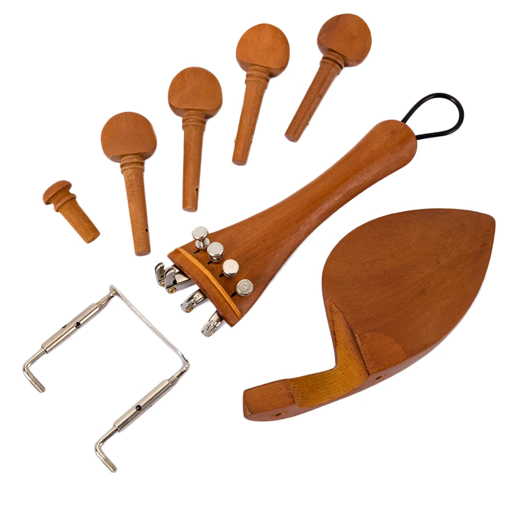 Jujube Violin Musical Replacement Chinrest Pins Unit Accessories Full Kit Violin Tuning Peg Tailgut Endpin Strings Kit