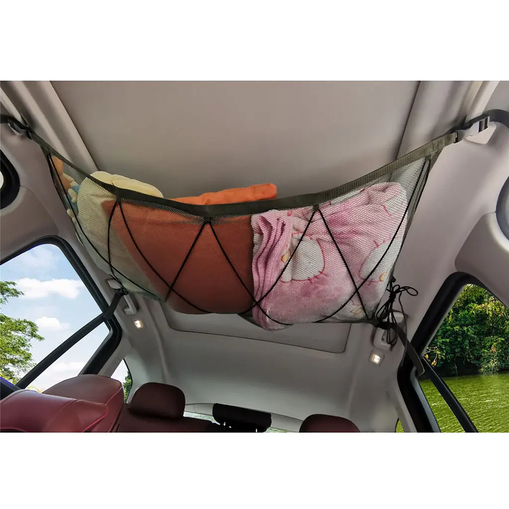 35`x25` Vehicle Elastic Car Roof Ceiling Mesh Storage Bag Pouch for Van SUV