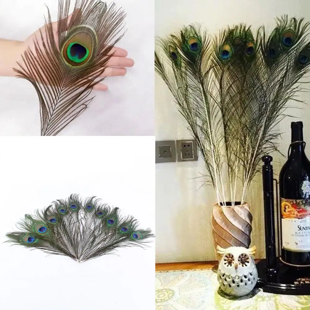 UK_ EG_ 10X QUALITY GIFTS DIY PEACOCK EYE TAIL FEATHER FOR MASQUERADE DECORATION 
