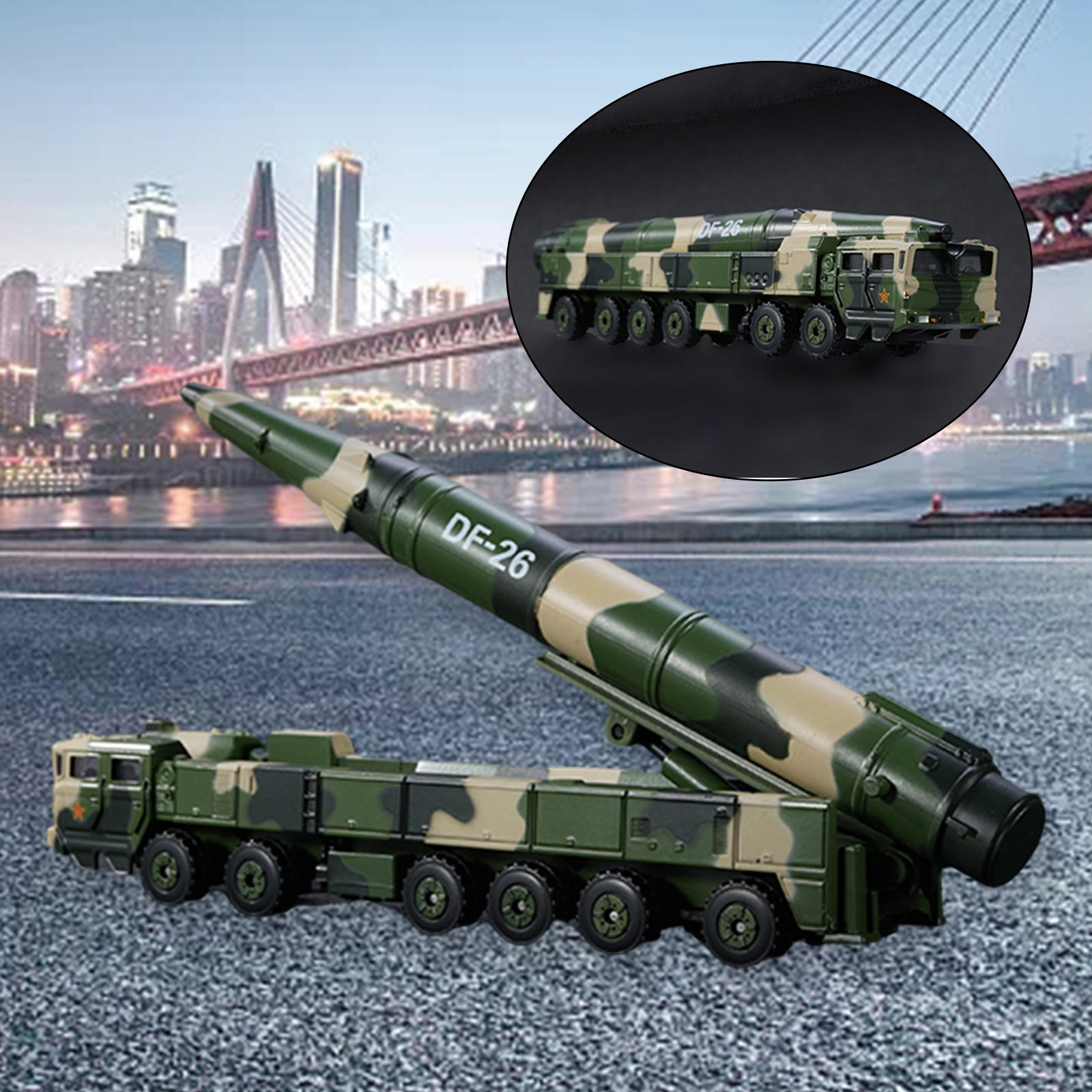 1/64 Die-Cast Missile Vehicles Table Decoration Army Model Collection Dongfeng 26 Ornament Alloy Parade Car Kids Adults Gifts