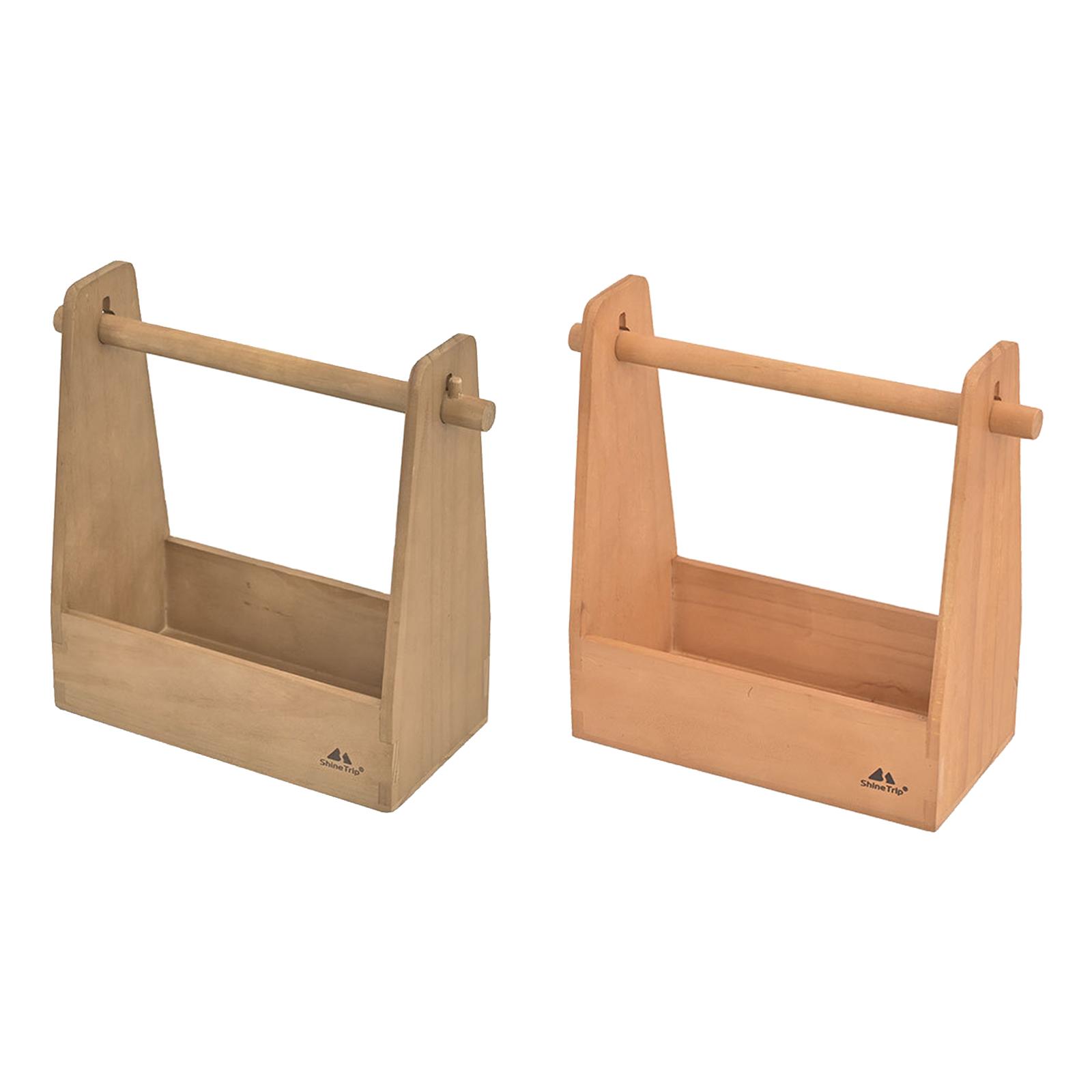 Outdoor Seasoning Box Protabel Pine Wood Retro Card Slot Handle Detachable Camping Picnic Home Storage Box Roll Paper Holder