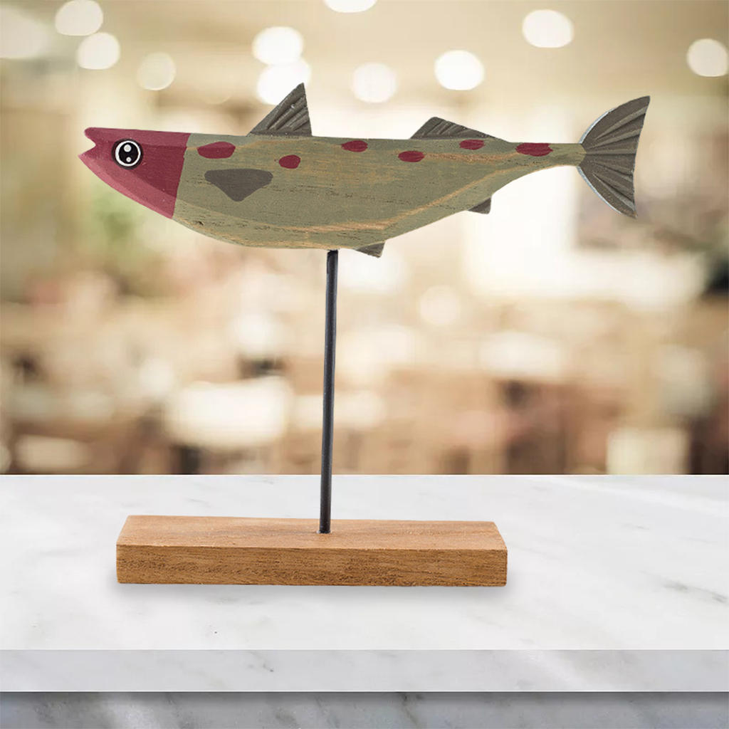 Nordic Christmas Fish Ornament Decor Cartoon Christmas Ornament Wooden Fish Desktop Home Living Room Adornment Decoration Gift