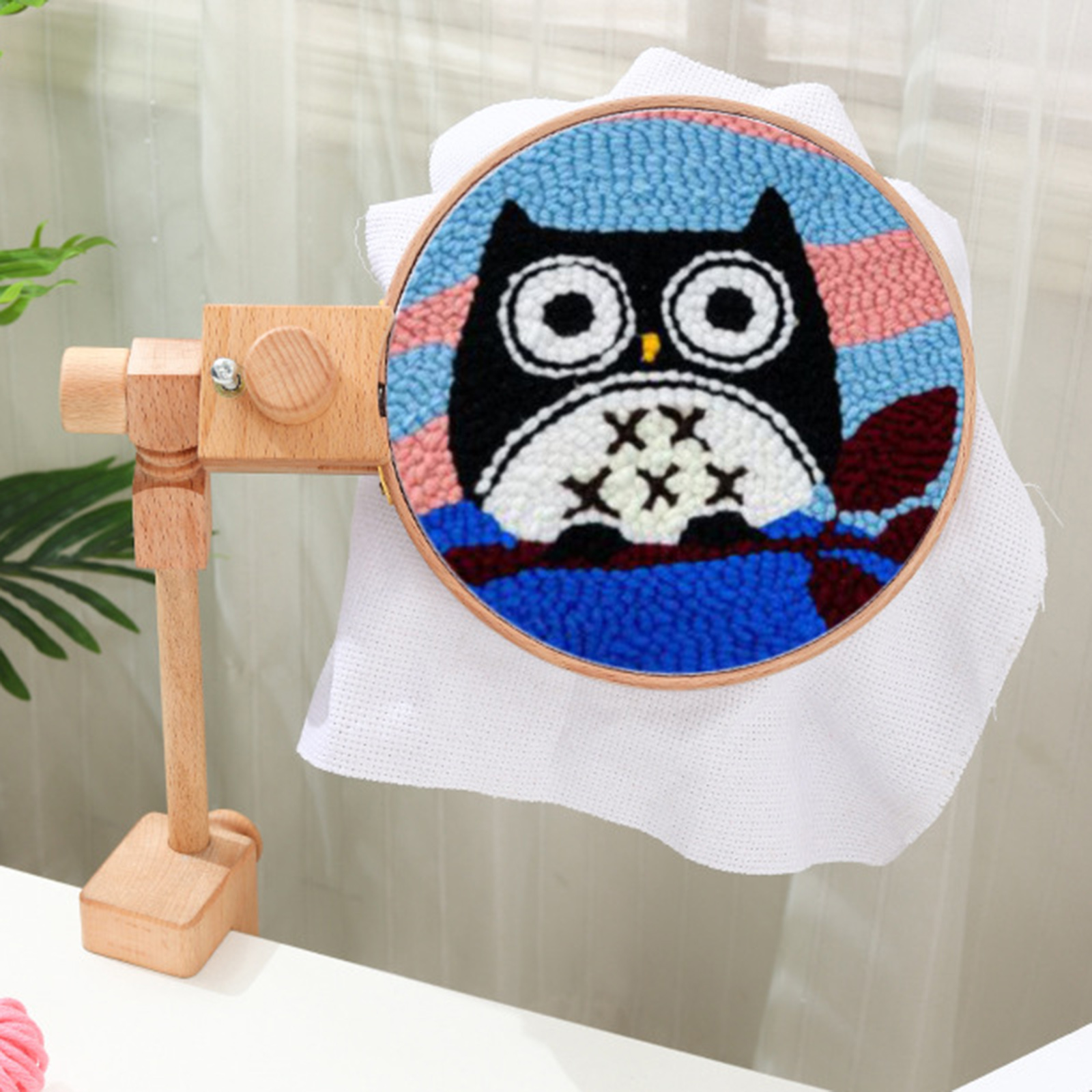 Max Dia. 40cm Embroidery Hoop 360 Rotation Cross Stitch Frame Rack Adjustable Wooden Embroidery Table Clamp Stand