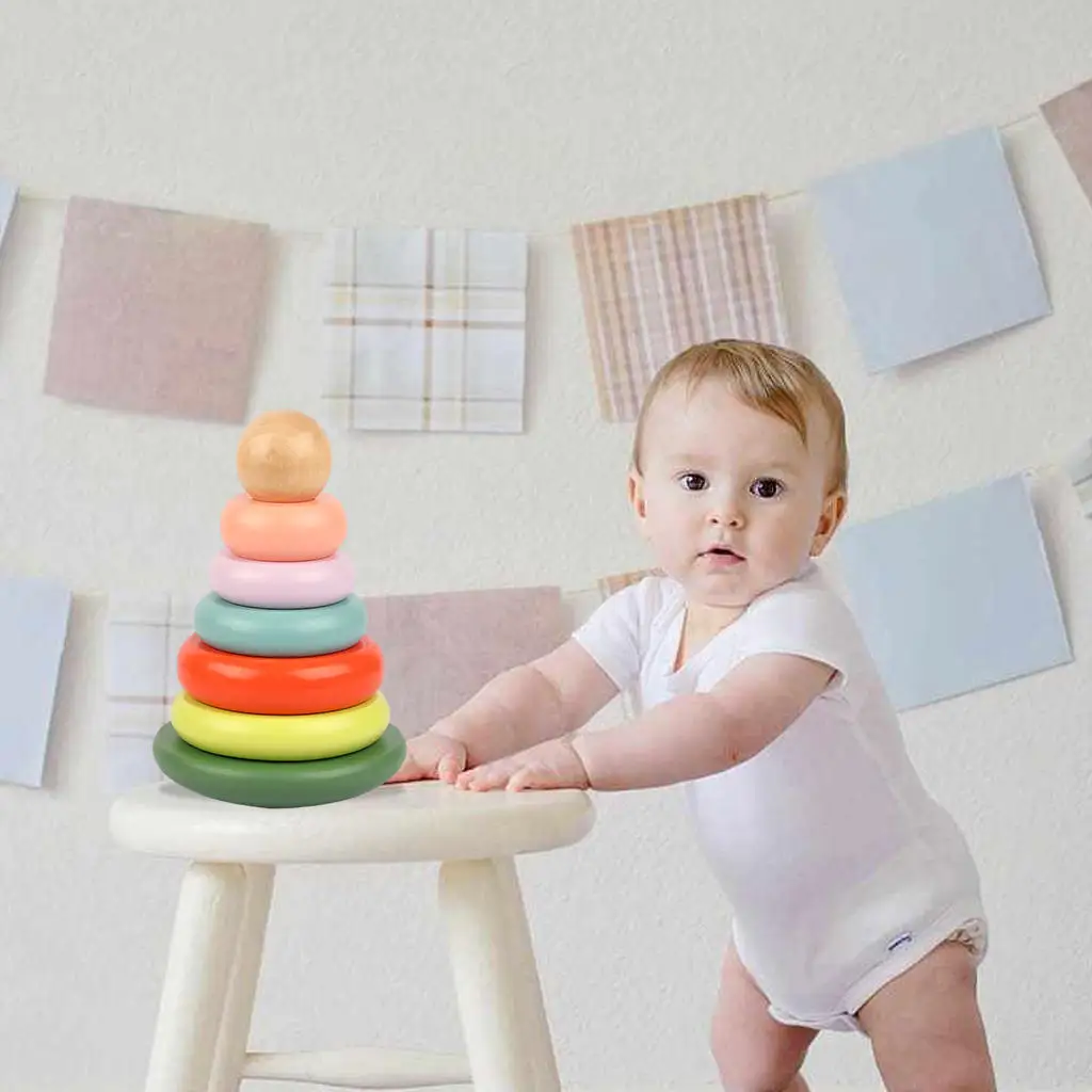 Baby Montessori Stacking Rings Toys Building Geometric Stacker Blocks Sensory Developmental Toys