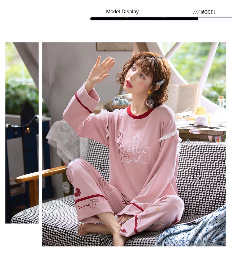 Algodão dos Desenhos Comprida + Calça Slpbely Feminino Pijamas Conjunto Nightwear Primavera Bonito Animados Manga Casual Casa Roupas 3 High Quality Pijamas e Moda Íntima
